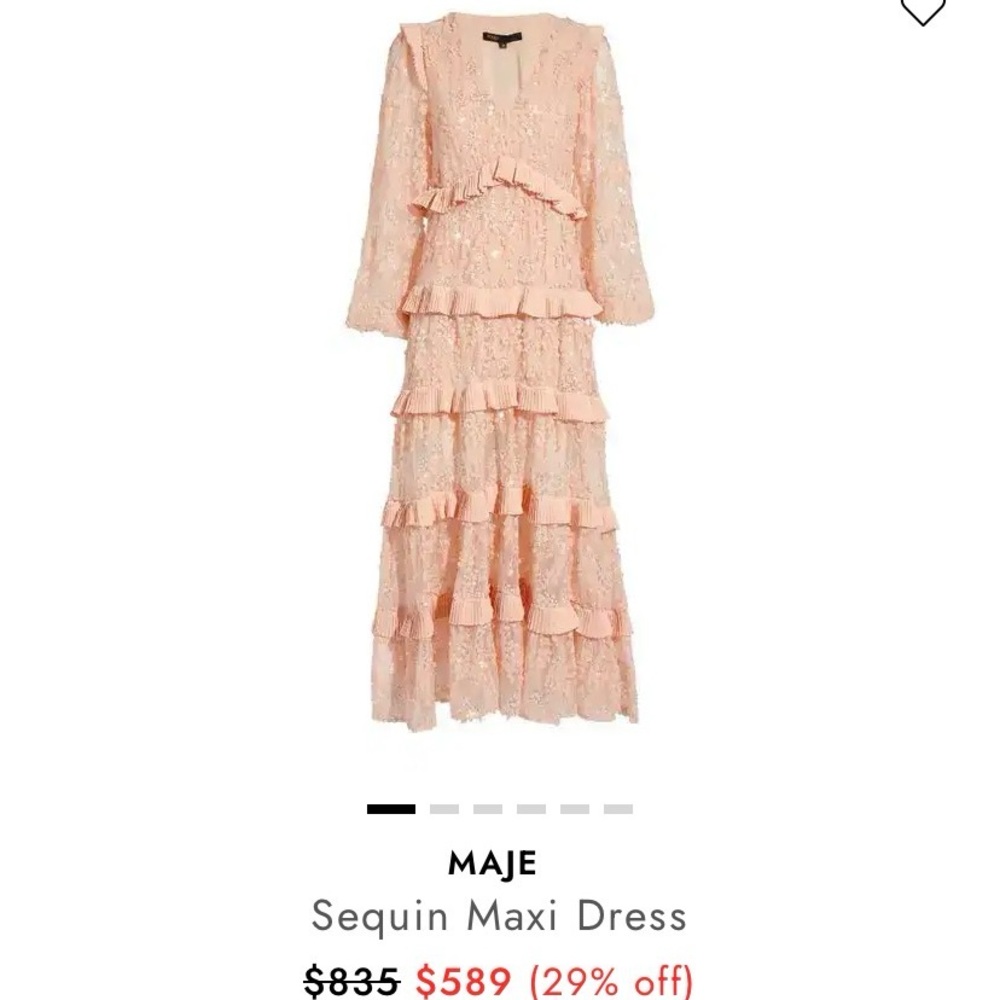 NWT Maje Long Ruffled Sequinned Maxi Dress Size 38 US 6 - Picture 8 of 13